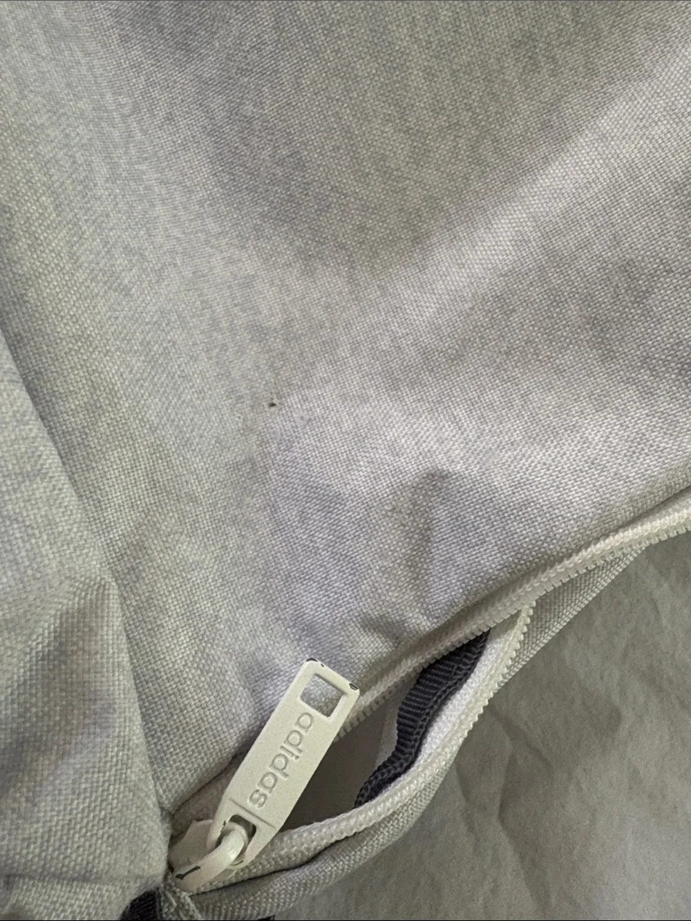 adidas Light Gray Backpack with Rainbow Logo and Zipper